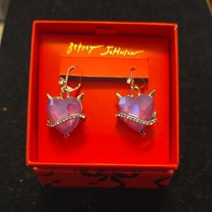 Betsey Johnson Purple Heart Earrings